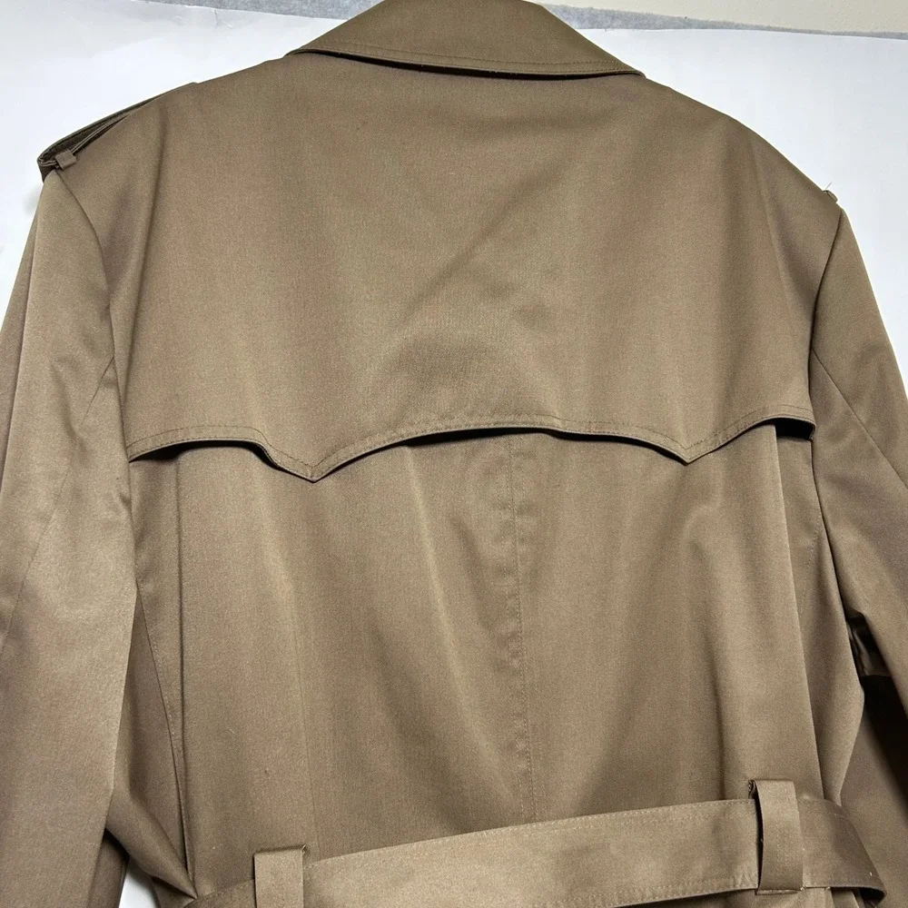 VTG Trench Coat Camel Tobacco Double Breasted Belted Oleg‎ Cassini Signature 46R